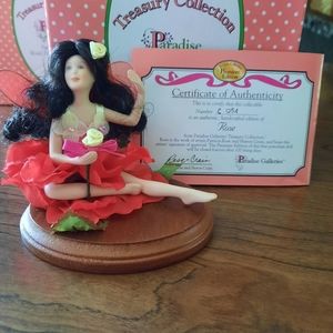 NIB Paradise Galleries Flower Fairy Porcelain Doll - Rose